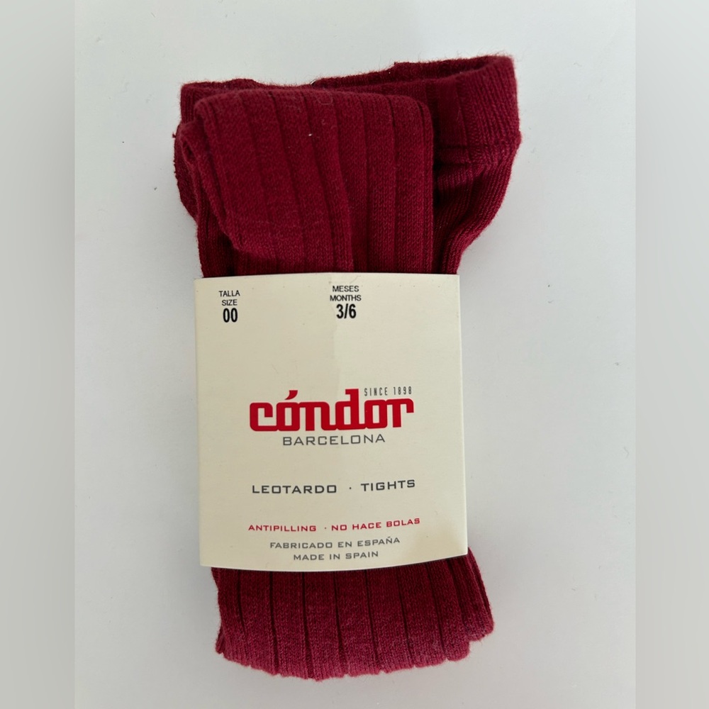 Cóndor Barcelona Ribbed Baby Tights. Size 3-6 months